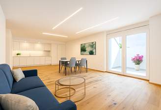 Wohnküche mit Ausgang Terrasse (Rendering)