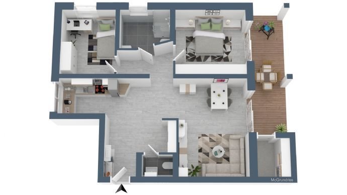 F&D | 3-Zimmer-Wohnung im EG mit Terrasse & großem Gartenanteil