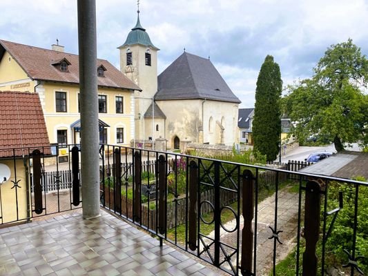 Ausblick vom Balkon, Ortszentrum