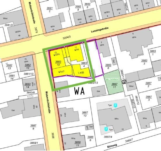 Baugrundstück im Zentrumsgebiet von VS-Schwenningen 484 m², ca. 1.500m² Wfl.