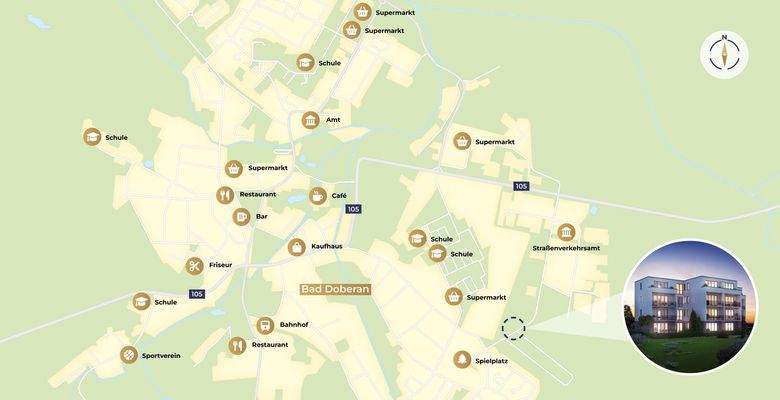 Karte aus Broschüre Exposé Quartier Ostseetraum