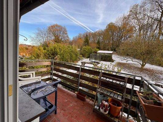 Blick in den Garten vom Balkon