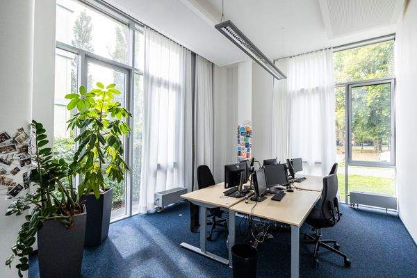 große Fenster und hohe Decke