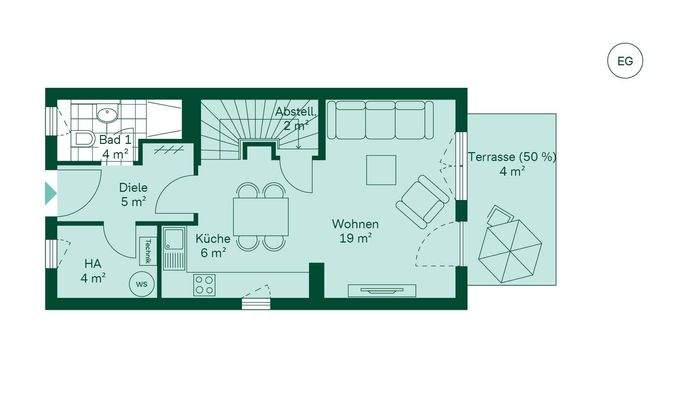 Geräumiges Erdgeschoss mit viel Stauraum