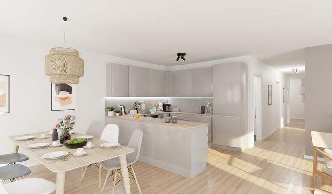 Die offene Wohnküche lädt zum gemeinsamen Kochen ein