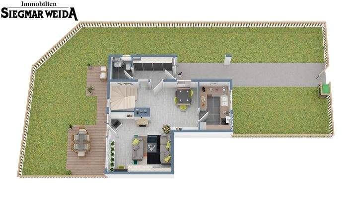 Erdgeschoss mit Terrasse und Garten