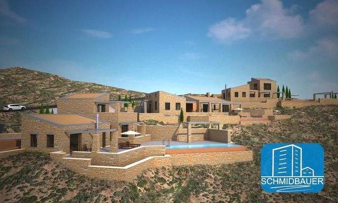 Kreta, Agios Pavlos: Atemberaubendes Grundstück mit Baugenehmigung für 3 Luxusvillen zu verkaufen