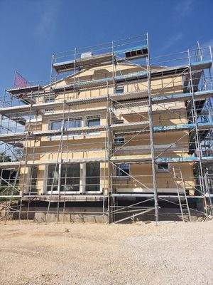 Rohbau Gerüst Häuser 1 und 2