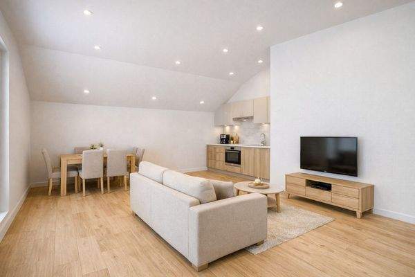 Visualisiertes Wohnzimmer, Küche