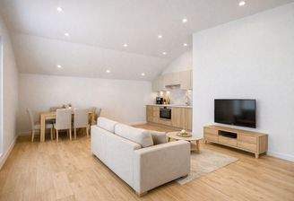 Visualisiertes Wohnzimmer, Küche