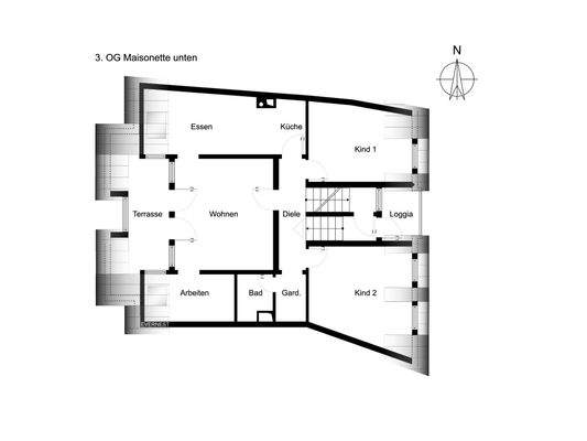 3. OG Maisonette-Wohnung unten