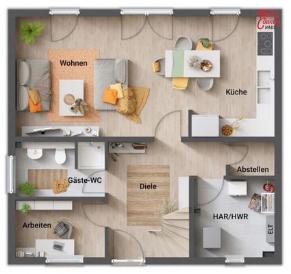 Grundriss EG offene Küche