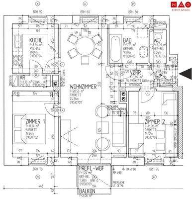 Wohnungsplan Bachmannweg 16, 03.OG, Tür 007r