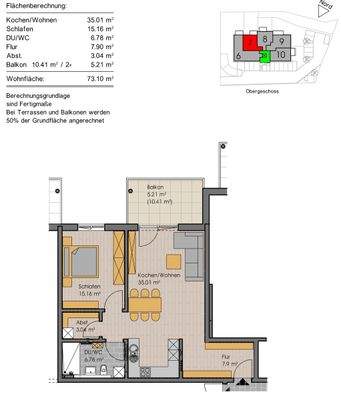 Grundriss Whg. Nr. 7 (nicht maßstabsgetreu - kann vom Original abweichen)
