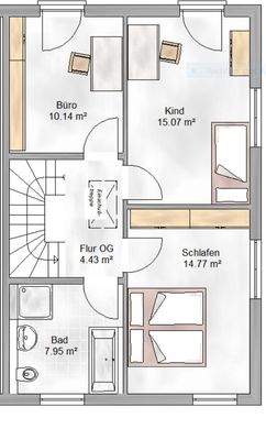 Grundriss OG Doppelhaushälfte