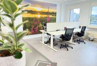 Möbliertes, modernes Büro