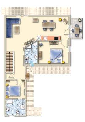 Grundriss zur Wohnung im Obergeschoss