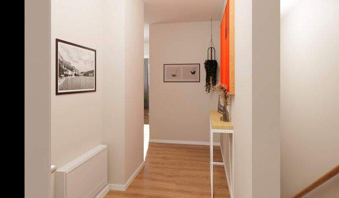 Der Flur verbindet elegant die einzelnen Zimmer