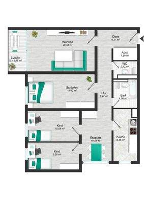 Grundriss der Wohnung