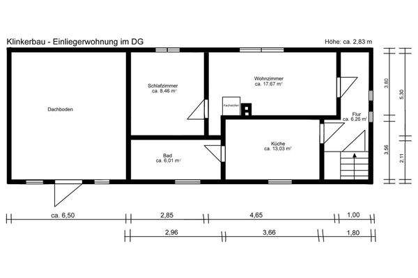 Grundriss DG (Einliegerwohnung im Klinkerbau)