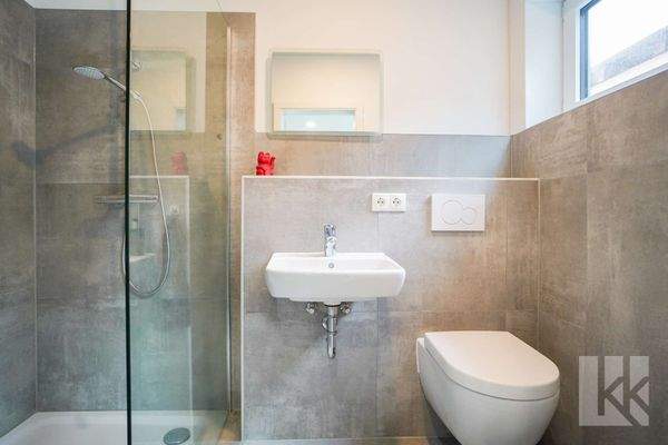 Gäste-WC im Eingangsbereich mit praktischer zweiter Dusche