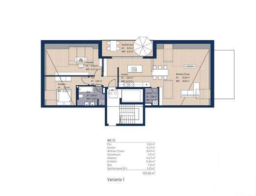 Grundriss WE 13 Variante 1