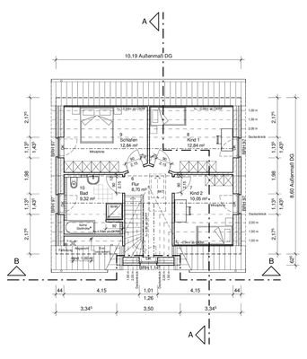 Grundriss Beispiel DG, freie Grundrissplanung