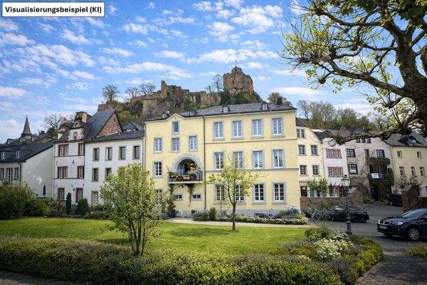 Ki-generierte Rückansicht auf das Gebäude (renoviert)