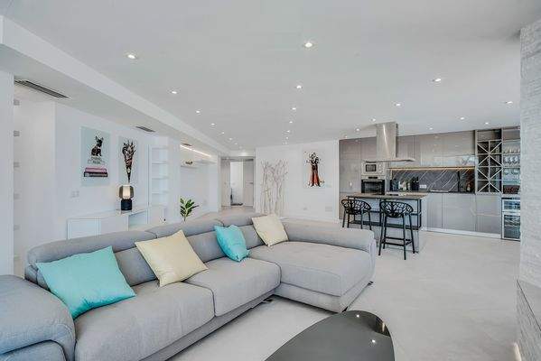 Living area and kitchen in apartment in Magaluf