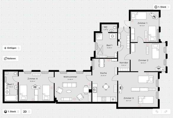 Grundriss mit Möblierung