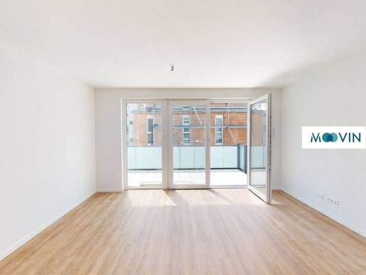 Ansicht I: Wohn- und Esszimmer mit offenem Küchenbereich