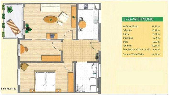 Freiflächenplan, Wohnung liegt im Haus 4