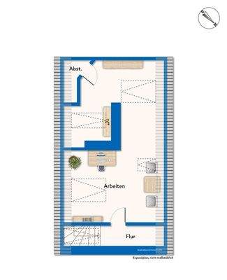 Dachgeschoss mit Mustermöblierung