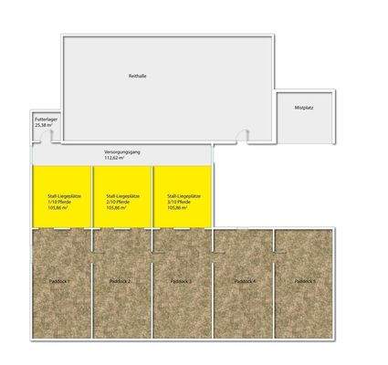 Reithalle mit Offenstall