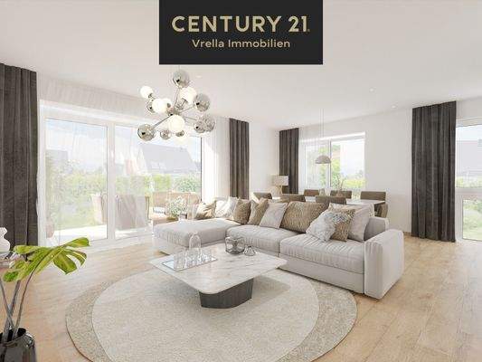 Wohn-, Ess- und Küchenbereich (visualisiert)