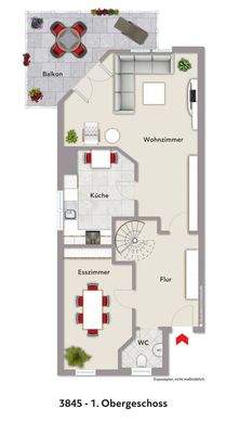 Grundriss 1. OG visualisiert 3845