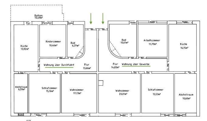 Grundriss OG, hinteres Haus