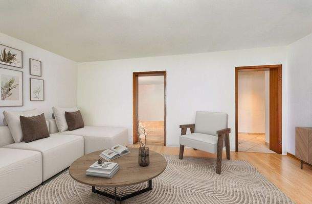 Wohnzimmer digital möbliert