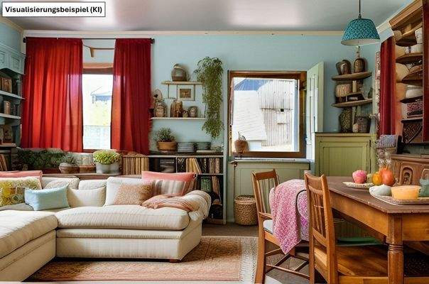 Wohnzimmer EG als Einrichtungsbeispiel (von KI erstellt)