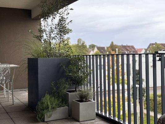 Balkon mit Pflanzkübeln