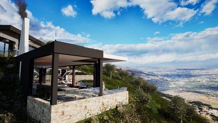 Kreta, Malaxa: Neubau-Projekt! Villa am Hang mit Panoramablick auf die Souda-Bucht zu verkaufen