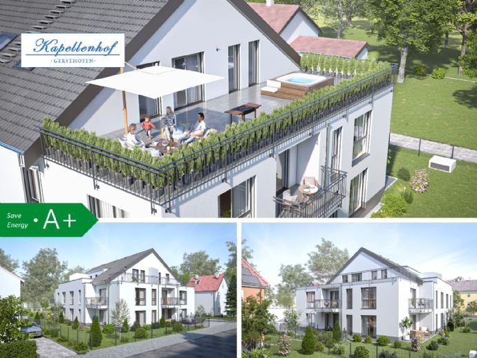 Neubau-Highlight in Gersthofen: XL-Dachstudio – Penthouse-Feeling – 3 Dachterrassen – Gartennutzung