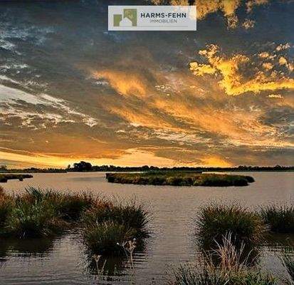 Abendstimmung am Entlastungspolder Holter Hammrich -