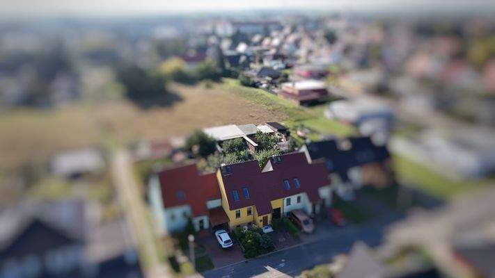 Drohnenaufnahme mit Blick aufs Zentrum von Seelow