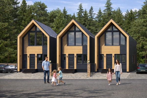 Neubauprojekt mit drei modernen Reihenhäusern