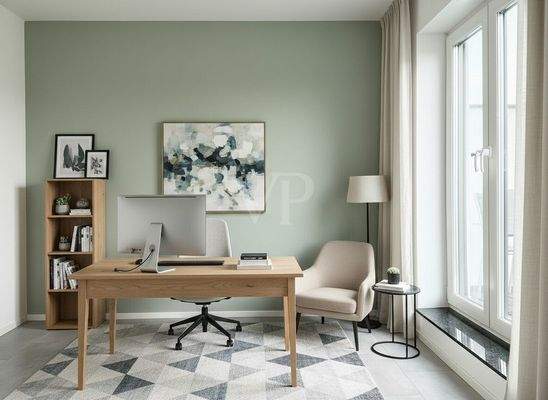 DG: Zimmer 2 mit Zugang zu Balkon 2  (KI generierte Möbel)