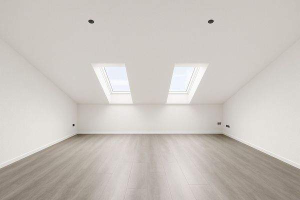 Schlafzimmer  -  KI-generiertes Bild aus Rohbauzustand! Abweichungen möglich!