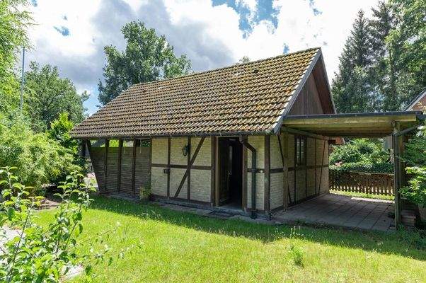 Gartenansicht Geräteschuppen