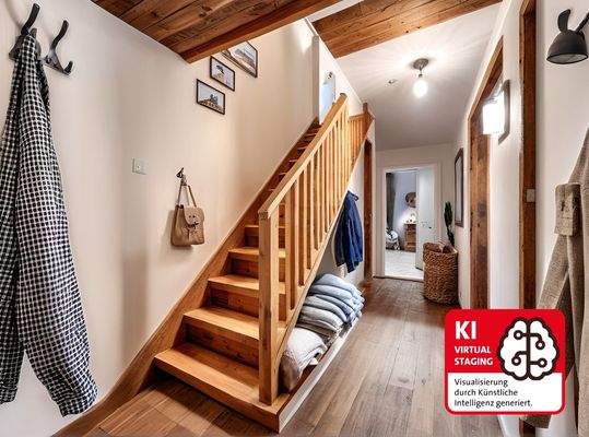 Flur mit Treppenaufgang Wohnbeispiel