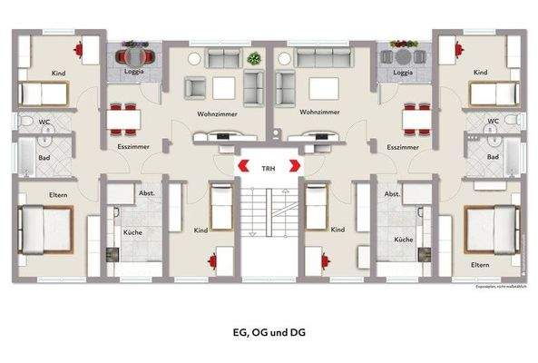 Grundrisse EG, OG u. DG